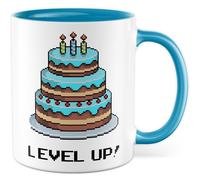 Gebutrstag Tasse avec inscription en allemand « Geschenk Level Up! » - Tasse à café 330 ml en céramique - Jeux de jeux - Zocker Humour - Bureau