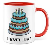 Gebutrstag Tasse avec inscription en allemand « Geschenk Level Up! » - Tasse à café 330 ml en céramique - Jeux de jeux - Zocker Humour - Bureau