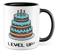 Gebutrstag Tasse avec inscription en allemand « Geschenk Level Up! » - Tasse à café 330 ml en céramique - Jeux de jeux - Zocker Humour - Bureau