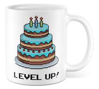 Gebutrstag Tasse avec inscription en allemand « Geschenk Level Up! » - Tasse à café 330 ml en céramique - Jeux de jeux - Zocker Humour - Bureau