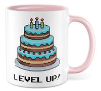Gebutrstag Tasse avec inscription en allemand « Geschenk Level Up! » - Tasse à café 330 ml en céramique - Jeux de jeux - Zocker Humour - Bureau