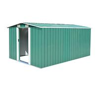 Gecheer Abri de Jardin 257x392x181 cm Métal Vert, Remise de Jardin avec Porte Coulissante, Solution de Stockage Extérieur Cabane de Rangement à Outils