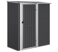 Gecheer Abri de jardin extérieur en métal pour rangement d'outils, acier galvanisé, aspect bois anthracite, 180,5 x 97 x 209,5 cm
