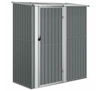 Gecheer Abri de jardin extérieur en métal pour rangement d'outils, acier galvanisé, aspect bois, gris, 180,5 x 97 x 209,5 cm