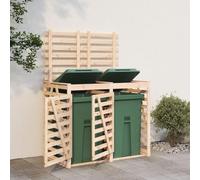 Gecheer Abri pour Poubelle Double sur roulettes Bois Massif de pin, Abri Range Poubelle Cache Conteneur Déchets avec Portes avec Système de Verrouillage pour Jardin, Extérieur