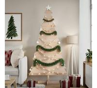 Gecheer Arbre de Noël en Bois pour Décoration 180 cm Bois Massif de Pin Sapin de Noël, Arbre de Noel pour Décoration de Fête, Salon, Maison, Bureau, Assemblage Rapide Type-B
