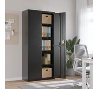 Gecheer Armoire de bureau en acier noir 90 x 40 x 200 cm, Type 1
