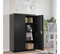 Gecheer Armoire de bureau en métal - Armoire de bureau - Casier - Armoire de classement - En acier - Noir - 90 x 40 x 140 cm