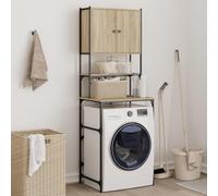 Gecheer Armoire de Machine à Laver chêne Sonoma 68x48,5x194 cm, Support de Salle de Bain avec Compartiments, au-Dessus des Toilettes Étagère de Rangement Lave-Linge pour Buanderie
