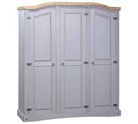 Gecheer Armoire multi-usages en bois de pin massif, Penderie Vetement - 151,6 x 52 x 170 cm (L x l x H) - Pour salon, chambre à coucher - Gris