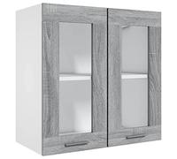 Gecheer Armoire Vitrée Suspendue Bois ingénierie, Meuble de Rangement avec 2 Compartiments et Portes, Armoire Murale de Cuisine pour Salon, Restaurant 60 x 31 x 60 cm