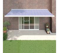 Gecheer Auvent extérieur rétractable en aluminium et tissu bleu et blanc 5 x 3 m, protection contre les rayons UV pour extérieur, Pergola, jardin, terrasses, Type 8