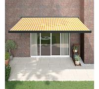 Gecheer Auvent extérieur rétractable en aluminium et tissu jaune et blanc 4,5 x 3 m, protection contre les rayons UV pour extérieur, Pergola, jardin, terrasses, Type 5