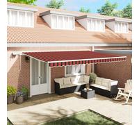 Gecheer Auvent rétractable manuel avec LED orange et marron, 500 x 350 cm