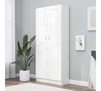 Gecheer Bibliothèque Blanc 82,5x30,5x185,5 cm Aggloméré, Étagère à Livres avec Compartiment de Rangement, Armoire à Livres Bibliothèque pour Salon, Chambre, Maison, Bureau