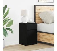 Gecheer Boite de Rangement Plastique,Rangement Chambre Armoire de Chevet LED avec tiroir Chêne Noir 38 x 34 x 61 cm