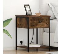 Gecheer Boite de Rangement Plastique,Rangement Chambre Armoires de Chevet avec tiroir 2 pcs Chêne fumé 42 x 41 x 56 cm