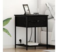 Gecheer Boite de Rangement Plastique,Rangement Chambre Armoires de Chevet avec tiroir 2 pcs Chêne Noir 42 x 41 x 56 cm