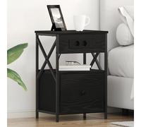 Gecheer Boite de Rangement Plastique,Rangement Chambre Armoires de Chevet avec tiroir 2 pcs Chêne Noir 40 x 31 x 60 cm