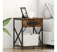 Gecheer Boite de Rangement Plastique,Rangement Chambre Cabinet de Chevet avec tiroir 2 pcs Chêne fumé 41 x 31 x 51 cm