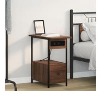 Gecheer Boite de Rangement Plastique,Rangement Chambre Cabinet de Chevet avec tiroir Chêne Marron 60 x 30 x 61 cm