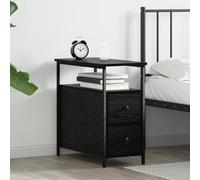 Gecheer Boite de Rangement Plastique,Rangement Chambre Cabinet de Chevet avec tiroir Chêne Noir 30 x 60 x 60 cm