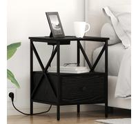 Gecheer Boite de Rangement Plastique,Rangement Chambre Cabinet de Chevet avec tiroir Chêne Noir 41.5 x 40.5 x 55 cm