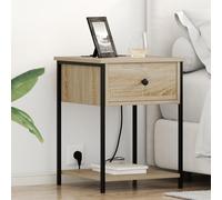 Gecheer Boite de Rangement Plastique,Rangement Chambre Cabinet de Chevet avec tiroir Chêne Sonoma 42 x 41 x 56 cm