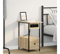 Gecheer Boite de Rangement Plastique,Rangement Chambre Cabinet de Chevet avec tiroir Chêne Sonoma 60 x 30 x 61 cm