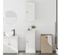 Gecheer Boite de Rangement Plastique,Rangement Chambre Ensemble de mobilier de Salle de Bain 2 pcs Blanc Antique