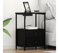 Gecheer Boite de Rangement Plastique,Rangement Chambre Table de Nuit avec Station de Chargement avec tiroir Chêne Noir