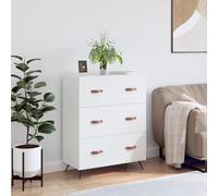 Gecheer Buffet, armoire de rangement, design moderne, avec 3 coffres, en aggloméré, blanc et marron, 69,5 x 34 x 90 cm, commode moderne de salon, meuble moderne avec tiroirs