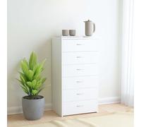 Gecheer Buffet avec 6 tiroirs en contreplaqué blanc 50 x 34 x 96 cm