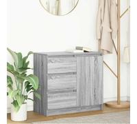 Gecheer Buffet avec Tiroir Sonoma Gris 71x35x65 cm Bois d'ingénierie, Meuble de Rangement avec Compartiment, Commode avec Étagères Armoire Latérale de Cuisine pour Salon, Chambre Type A