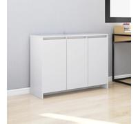 Gecheer Buffet Blanc 102x33x75 cm Bois d'ingénierie, Meuble de Rangement avec 3 Portes, Commode avec Étagères Armoire Latérale de Cuisine pour Salon, Chambre, Salle à Manger