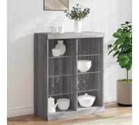 Gecheer Buffet, buffet pour salon, entrée accent couloir, hall d'entrée, vestibule, buffet avec lumières LED Gris Sonoma 81 x 37 x 100 cm, Y2#
