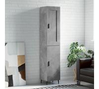 Gecheer Buffet colonne de salle de bain, vitrine, armoire, buffet, bibliothèque, 1 porte, ustensile de cuisine, bibliothèque de salon, meuble de salon en bois gris béton 34,5 x 34 x 180 cm