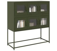 Gecheer Buffet en acier laminé à froid vert olive 100,5 x 39 x 107 cm, buffet auxiliaire, buffet d'entrée, meuble vitrine, bibliothèque, équipement de cuisine SN-2