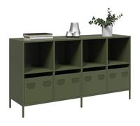 Gecheer Buffet en acier laminé à froid vert olive 135 x 39 x 73,5 cm, buffet auxiliaire, buffet d'entrée, meuble vitrine, bibliothèque, équipement de cuisine