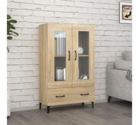 Gecheer Buffet en bois contreplaqué chêne Sonoma 70 x 31 x 115 cm, armoire buffet de cuisine, buffet, meuble auxiliaire de rangement, buffet pour salon, buffet, type 2