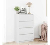 Gecheer Buffet en contreplaqué blanc brillant 60 x 35 x 98,5 cm
