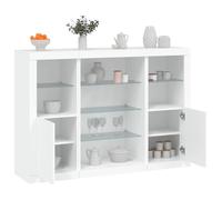Gecheer Buffet pour salon, buffet, entrée, accent couloir, hall d'entrée, vestibule, buffet avec lumières LED 3 pièces en bois d'ingénierie blanc, Y5#