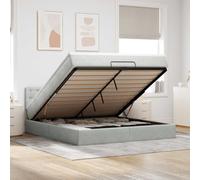 Gecheer Cadre de Lit Ottoman avec Matelas Gris Clair 160x200 cm Velours, Cadre de Lit à Plateforme pour Chambre à Coucher, Chambre d'amis et Adultes Type B