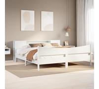 Gecheer Cadre de Lit sans Matelas Blanc 180x200 cm Bois Massif de pin, Cadre de Lit à Plateforme avec Lattes Convient pour Matelas de 180 x 200 cm pour Chambre Adultes Type P-G