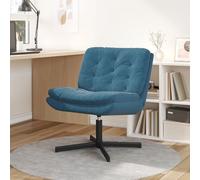 Gecheer Chaise en Bois Salle a Manger,Chaise Blanche et Bois Fauteuil Relaxant pivotant Bleu 63 x 75 x 76 cm Velours