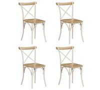 Gecheer Chaises avec dossier croisé 4 unités en bois massif de manguier blanc, Type 1