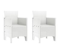 Gecheer Chaises de Jardin 2 pcs en Poly rotin Blanc