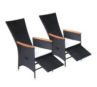 Gecheer Chaises inclinables de jardin et coussins 2 unités rotin synthétique noir