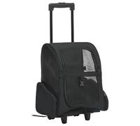 Gecheer Chariot de transport pour animaux léger et ventilé, pliable, avec sac à dos et main, noir, tissu et métal, 40 x 25 x 55-104 cm