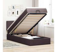 Gecheer CJ1-2 Lit ottoman avec matelas marron foncé 100 x 200 cm Tissu design plat Design plat Sommier lit simple sommier lit double structure meuble chambre